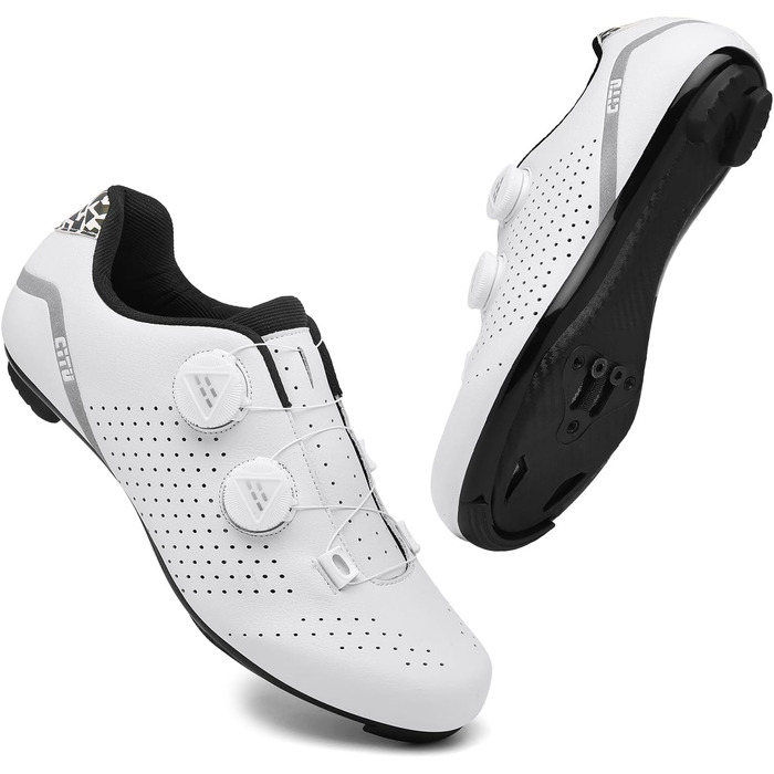 Велотуфлі для шосейної їзди для чоловіків, сумісні з педалями Look SPD SPD-SL Delta Lock, білі (45 EU)
