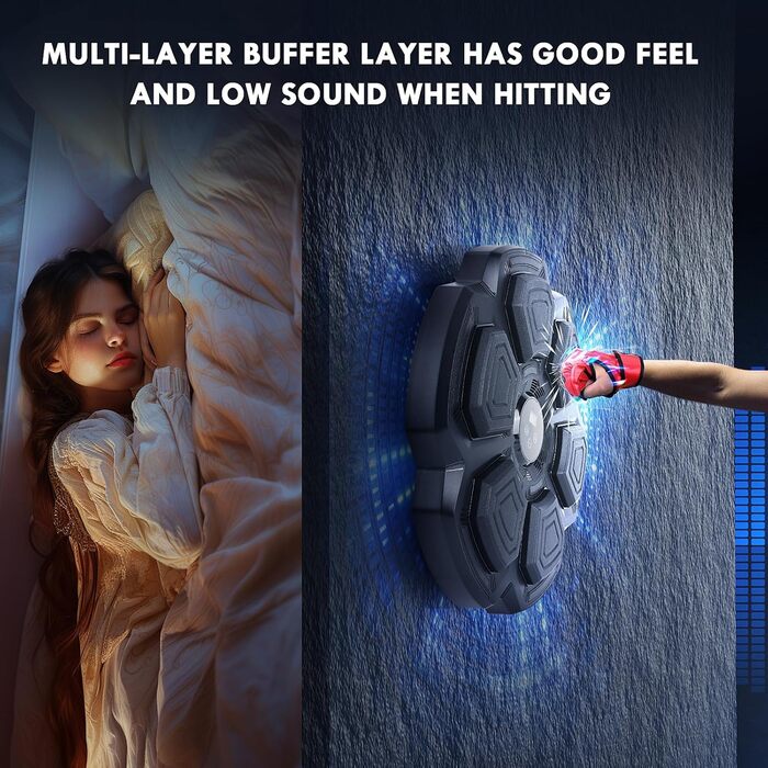 Електрична боксерська машина з Bluetooth, LED-підсвіткою та музикою Euakee. 9 режимів швидкості, функція підрахунку ударів, легка установка.