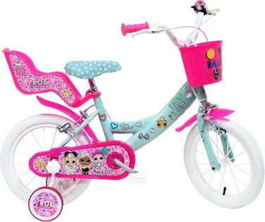 Дитячий велосипед Denver Bike 14 LOL для дівчаток, 14 дюймів, сталь, рожевий/бірюзовий/білий