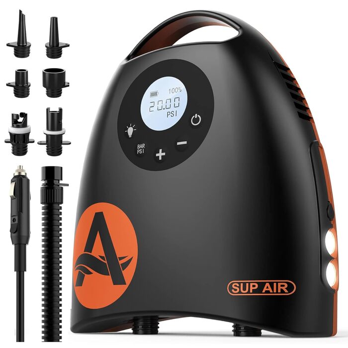 Електрична повітряна помпа 20 PSI для SUP дошок, автоматична помпа високого тиску з автороз'ємом 12V