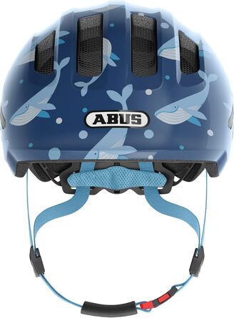 Дитячий велосипедний шолом ABUS Smiley 3.0, синій, для хлопчиків і дівчаток, глибока посадка, отвір для хвостика, розмір M (50-55 см), дизайн Blue Whale