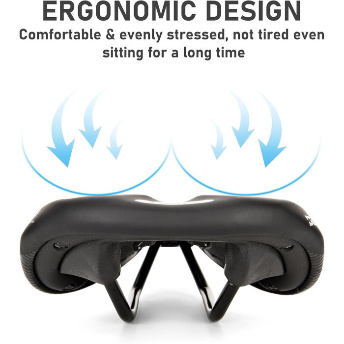 Сідло для велосипеда DDK Comfort Plus – М'яке сідло з Memory Foam – Зняття тиску та амортизація – Комфортне, м'яко стьоване сідло для чоловіків та жінок (MTB, шосе, міський велосипед)