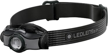 Ліхтар налобний Ledlenser MH3 Outdoor, 200 люмен, регульований фокус, дальність 130м, до 35 годин роботи, металевий кліп, з батареєю, чорний/сірий
