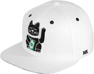 Кепка-снэпбек Nebelkind Winkekatze унісекс з прямим козирком, регульована, біла, стиль streetwear