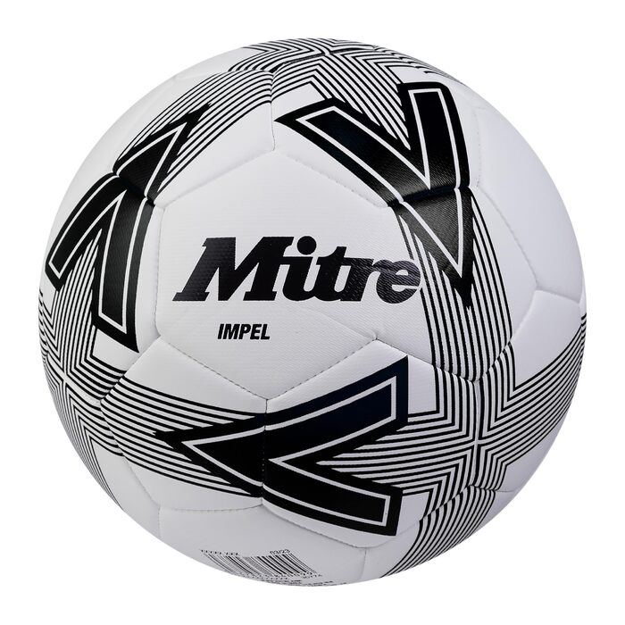 М'яч для футболу Mitre L30P Impel (білий/чорний) з насосом, форма стабільна, для тренувань та гри