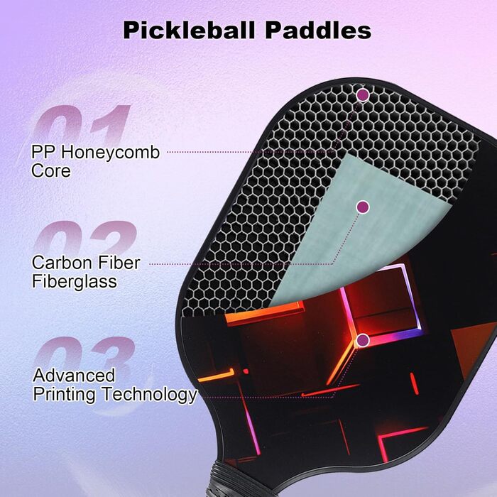 Набір для піклболу CISSIYOG: 4 ракетки, м'ячики, сумка, фібергласова поверхня, для початківців (внутрішні/зовнішні м'ячики)