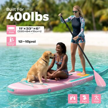 SUP дошка надувна Santasup 320/335 см з комплектом аксесуарів: помпа, весло, рюкзак для підлітків та дорослих