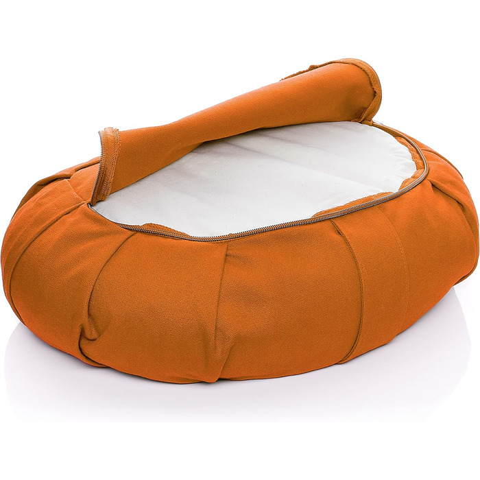 Подушка для йоги BODYMATE Halbmond 42x30x15 см, помаранчева – гречана лузга, бавовняний чохол (машинне прання)
