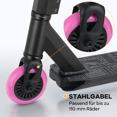 Трюковий самокат VOKUL TRII S2 Pro з 100 мм колесами, хромолівий руль 360°, для дітей та дорослих, для фрістайлу та трюків