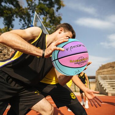 Баскетбольні м'ячі FAKOFIS: розміри 5 та 3, для гри на вулиці та в залі, тренування, дорослі. 3 кольори: блакитний, рожевий, фіолетовий