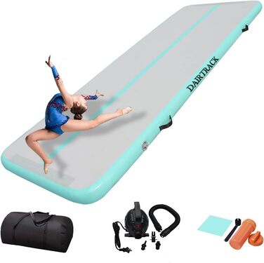 Надувна гімнастична мат Air Turn Track Matte 2-6м, 300x100x10см, з насосом та сумкою, для йоги, фітнесу, чеерлідингу, м'ятно-зелений