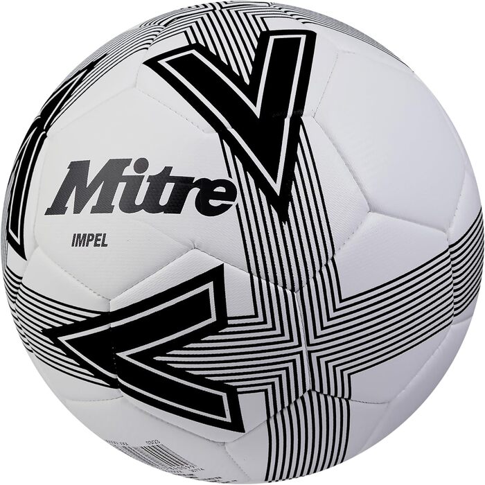 Футбольний м'яч Mitre Impel L30P біло-чорний, зносостійкий та стійкий до деформації