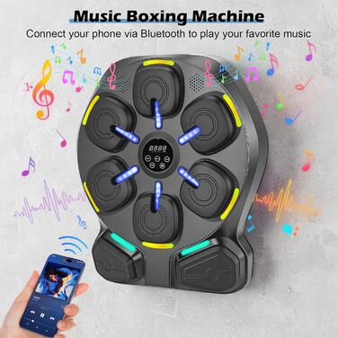 Боксерський тренажер з LED підсвіткою та Bluetooth Music Boxing Machine: 9 режимів, 9 швидкостей, дисплей калорій та швидкості, регульована висота для дітей та дорослих + 2 пари рукавичок