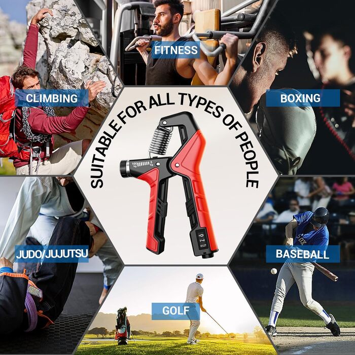 Тренування хватки рук: регульований тренажер для спортсменів, музикантів та відновлення після травм (5-100 кг)