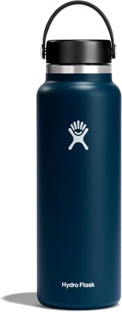 Термобутилка HYDRO FLASK 1180 мл з нержавіючої сталі, ізольована спортивна пляшка для води з герметичною кришкою Flex Cap, зручний ремінець, для спорту та подорожей, придатна для миття в посудомийній машині, широке горло, колір індиго
