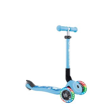 Самокат трьохколісний GLOBBER Junior Fantasy Lights, 120/80 мм, ABEC 5, складаний, LED-колеса, блакитний