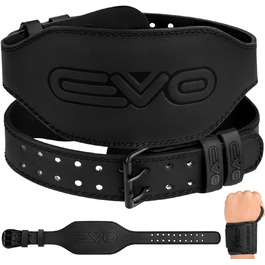 Пояс для важкої атлетики EVO Fitness 4/6/8 дюймів для чоловіків та жінок. З підкладкою для підтримки попереку, з ременями для зап'ястя. Для тренувань з гирями, підтягувань, віджимань. Чорний.