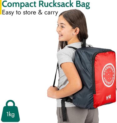 Дитячий спальний мішок Trail Mumienschlafsack 3 сезони для кемпінгу – 300gsm – для хлопчиків та дівчаток – з легким рюкзаком (Червоний)