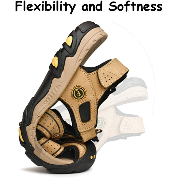 Чоловічі трекінгові сандалі LVPTSH: шкіряні літні кросівки для активного відпочинку та прогулянок, 44 EU, світло-коричневі