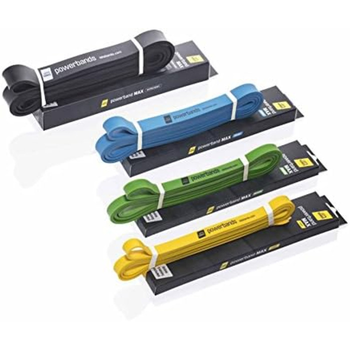 Let’s Bands Powerbands MAX – еспандер для фітнесу, синій (сильний опір), 5 рівнів навантаження, для ефективного тренування всього тіла, 60 днів безкоштовних онлайн-тренувань у додатку Lets Bands