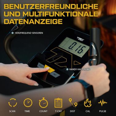 Велотренажер TREX SPORT TX-550MB HYPER, домашній, магнітний, 16 рівнів, пульсометр, 120 кг