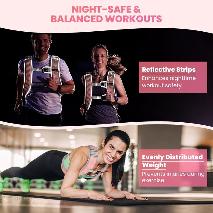 Вага для тренувань FraGraim, 6-16 кг з кишенею для телефону та світловідбиваючими смугами, для жінок та чоловіків. Ідеально для ходьби, силових тренувань, бігу, кардіо