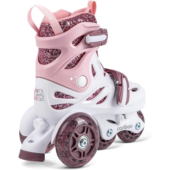 Дитячі ролики Cariboo для початківців, регульовані, 2 розміри, з навчальними колесами, рожеві, для дівчаток, балерина (31-35, рожево-сливовий)