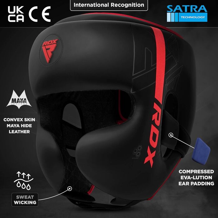 Кепка-шолом для боксу та єдиноборств RDX Maya Hide, червона, L