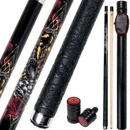 Професійний більярдний кий Collapsar CBP з чохлом, 13 мм наконечник, 147.3 см, 2-частинний, 538.6–595.3 г, 19 ounce. Комплект більярдного кия Skorpion Swing Ball