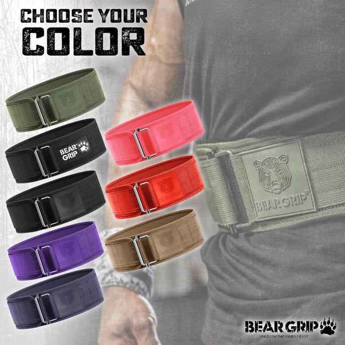 BEAR GRIP – самозамикаючий пояс для важкої атлетики, преміум-пояс для кросфіту, пауерліфтингу та бодібілдингу для чоловіків і жінок