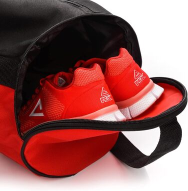 Спортивна сумка для фітнесу та подорожей 25 л з окремим відділенням для взуття, червоно-чорна (унісекс)