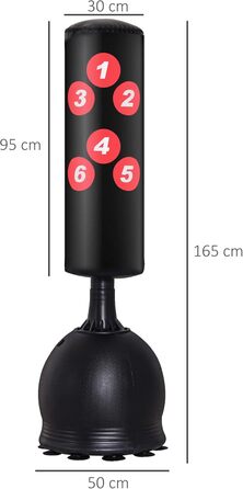 HOMCOM Стендовий боксерський мішок 165см для дорослих, міцний, з основою-присоскою, чорний