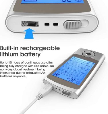 Пристрій TENS для зняття болю: EMS масажер з 2 каналами та 16 програмами для спини, шиї та плечей