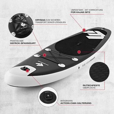 Надувна SUP-дошка FitEngine Allrounder 12', 365 см, комплект: весло, насос, drybag, чохол для телефону, drop-stitch технологія, універсальна для дітей і дорослих