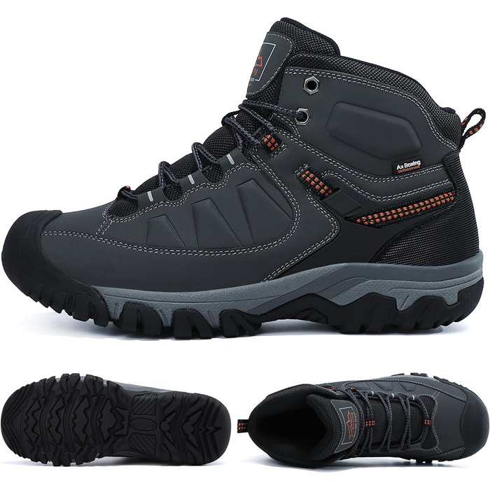 Чоловічі зимові черевики AX BOXING: утеплені, теплі, для ходьби на вулиці, трекінгові, розмір 41-46 EU (світло-сірий, 45 EU)