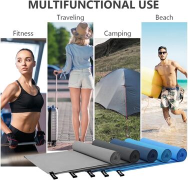 Набір з 3 рушників Flintronic з мікрофібри: спортивні, для подорожей, пляжні. Швидковисихаючі рушники для сауни, фітнесу. Розміри: 180x90 см, 2 шт. 80x40 см (Морська синя, 180x60 см + 80x40 см)