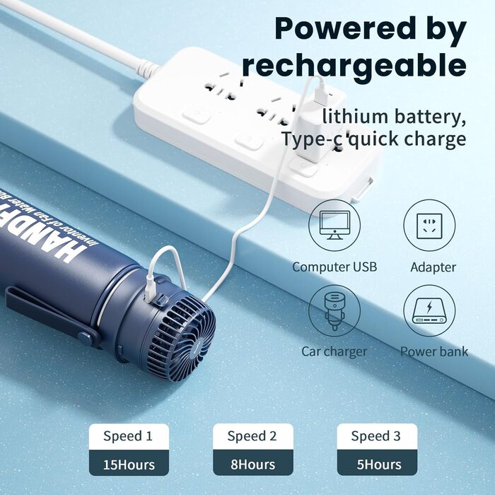 Спортивна термобутилка HandFan 710 мл, нержавіюча сталь, BPA Free, герметична, для води та напоїв з газом, для велоспорту, школи та фітнесу, синя