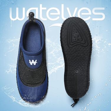 Водні черевики WateLves: дихаючі, швидковисихаючі, унісекс, для плавання, пляжу, басейну, розмір 39 EU, блакитний