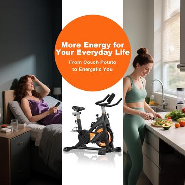 Велотренажер з Bluetooth: велотренажер з магнітним опором, фітнес-велосипед для дому з LCD-дисплеєм, вантажопідйомність 160 кг (Помаранчевий)