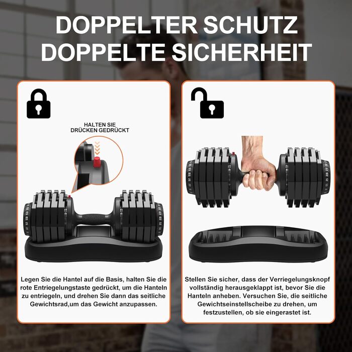 Регульовані гантелі 24/25 кг з антиковзним покриттям для фітнесу та тренувань