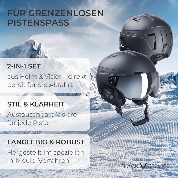 Шолом гірськолижний Black Crevice Calgary з візором, білий матовий/сріблястий, S/M (54-57 см)