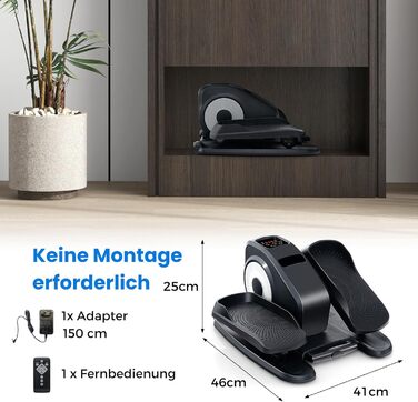 Еліптичний тренажер COSTWAY Mini під стіл, електричний з LED-дисплеєм та пультом дистанційного керування, для дому, портативний, чорний