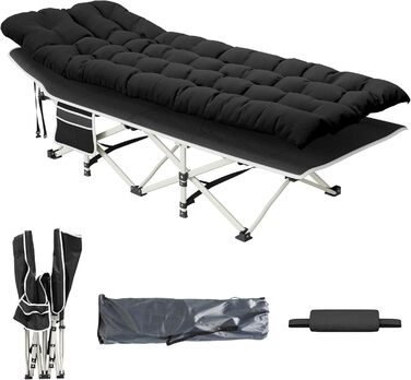 Складне кемпінгове ліжко YITAHOME для дорослих з матрацом, міцне та надійне, блакитне (чорний + матрац)