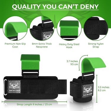 Набори для важкої атлетики BEAST RAGE: вантажні гачки, ремені для зап'ястя, неопренові, з гумовим покриттям, фітнес-бандажі, протиковзкі, для підйому штанги, тренувань, фітнес-клубу, чоловічі та жіночі (зелені)