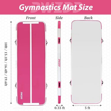 Гімнастичний надувний мат Dwzdd Air Matte Track 5 м для дітей, будинку, тренувань, чирлідингу, водонепроникний, рожевий 500×100×10 см