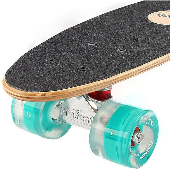 Скейтборд FunTomia Mini-Board Cruiser 57 см з 7-шарового канадського клена, підшипники Mach1 ABEC-9, помаранчевий, з LED колесами Petrol