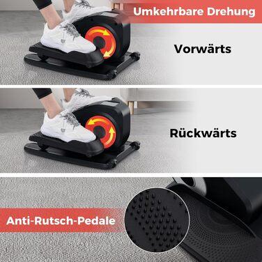 Еліптичний тренажер COSTWAY Mini під стіл, електричний з LED-дисплеєм та пультом, для дому, портативний, червоний