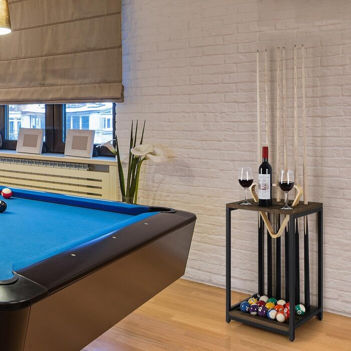 Стенд для більярдних київ Smusei: тримає 6 київ, дерев'яний, для більярдного столу, аксесуар для клубу/ігрової кімнати, темно-коричневий