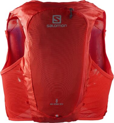 Гідраційний жилет SALOMON ADV Hydra Vest 8 для бігу та хайкінгу, унісекс, комфорт та стабільність, швидкий доступ до води, червоний, розмір L