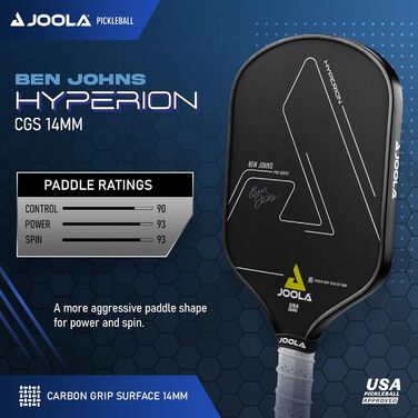 Падл для піклболу JOOLA Ben Johns Hyperion CGS з карбоновим покриттям для спіну та контролю, поліпропіленовий стільниковий сердечник